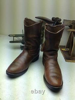 Red Wing Distressed Brown Leather USA Engineer Oil Rig Boots 13 D