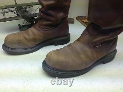Red Wing Distressed Brown Leather USA Steel Toe Engineer Oil Rig Boots 8.5 D