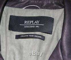 Replay Distressed Leather Jacket Size XL 100% Authentic