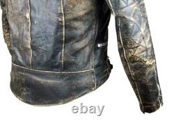 Retro 2 Vintage Cafe Racer Biker, Distressed Brown, Real Leather Jacket / XS-5XL