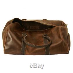 Rowallan Brown Distressed Cow Leather Driftwood Gym Style Travel Bag/Holdall