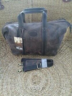 Rowallan of Scotland unisex mid size Distressed Brown Leather holdall