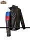 Russian Flag Men's Cafe Racer Brown Cowhide Leather New Distressed Russia Jacket
