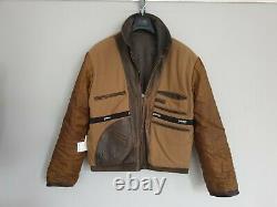 SCHOTT NYC Mens Jacket Thick Leather Wool Distress Brown Bomber Flying Biker M/L