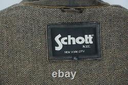 Schott NYC Brown Distressed Bomber Cafe RACER Mens Leather Jacket Sz XL