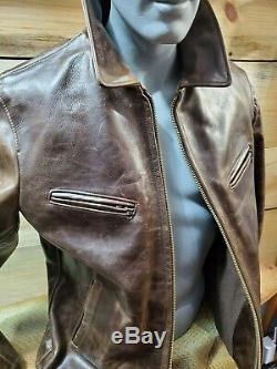 Schott Nyc Storm # 673- Distress Brown Retro Leather jacket MADE IN USA NEWT XL