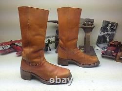 Square Toe Frye Distressed Made USA Vintage Leather Brown Boss Campus Boots 10d