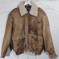 Stunning HEITORN Mallorca Soft Brown Leather Aviator Distressed Jacket Size XL