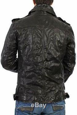 Superdry Ryan Four Pocket Distressed Leather Jacket Size M 38 (97cm) RRP £199