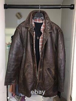 Supernatural Dean Winchester Wilsons Leather Distressed Car Coat Size LARGE