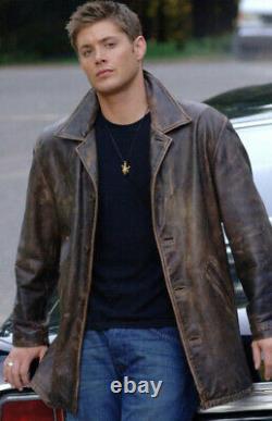 Supernatural Dean Winchester Wilsons Leather Distressed Car Coat Size LARGE