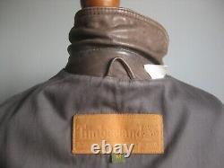 TIMBERLAND LEATHER JACKET 42 44 medium biker soft distressed WEATHERGEAR real