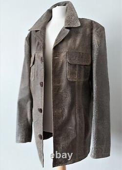 TYLER Leather Jacket Coat Blazer Retro Vintage Distressed Mottled effect Sz M L