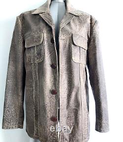 TYLER Leather Jacket Coat Blazer Retro Vintage Distressed Mottled effect Sz M L