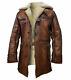 The Dark Knight Rises Tom Hardy Bane Shearling Distressed Leather Coat Jacket