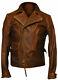 The First Avengers Captain America Distressed Brown Biker Real Leather Jacket