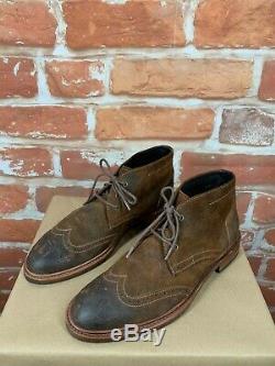 Trask Wingtip Chukka Suede Distressed Leather Brogue Brown Ankle Boots 8.5 D