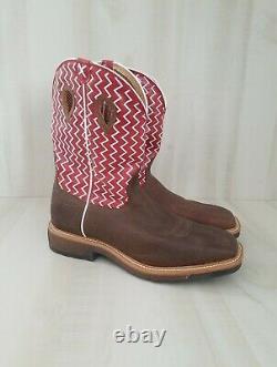 Twisted X Work Boots Mens Cowboy Steel Toe Distressed Cherry MLCS001 Size 14 EE