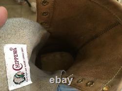 USA CHIPPEWA LACE UP TRUCKER DISTRESSED WESTERN COWBOY BOOTS 8 ee
