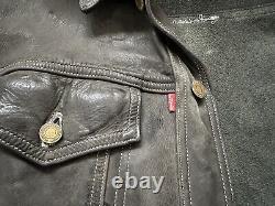 Unique One off Nubuck Leather 501 Levi's Jeans And Trucker Jacket Suit