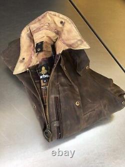 VGC Super Distressed Barbour Cranbourne Mens M 42in Heavy Waxed Jacket