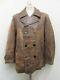 Vintage 40's German Distressed Half Belt Leather Pea Coat Jacket Size M Patina
