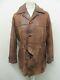 Vintage 50's Distressed Leather Motorcycle Car Overcoat Jacket Size L