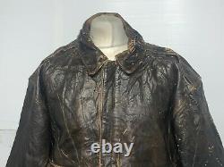 VINTAGE 70's AVIREX DISTRESSED LEATHER A-2 BOMBER JACKET SIZE L USAAF ISSUE