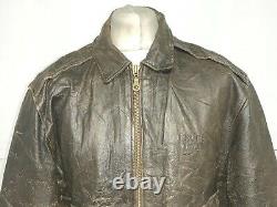 VINTAGE 70's LEVI'S USA DISTRESSED LEATHER QUILTED MOTORCYCLE A2 JACKET SIZE L