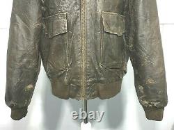 VINTAGE 70's LEVI'S USA DISTRESSED LEATHER QUILTED MOTORCYCLE A2 JACKET SIZE L