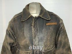 VINTAGE 80's AVIREX DISTRESSED A2 LEATHER BOMBER JACKET SIZE XL