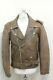 Vintage 80's Bll Distressed Brown Leather Brando Motorcycle Jacket Size 42 / M