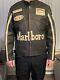 Vintage 80's Marlboro Distressed Leather Motorcycle Racing Jacket Size S