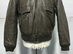 VINTAGE 80's SCHOTT USA ISSUE IS674MS DISTRESSED LEATHER JACKET SIZE 42 / L