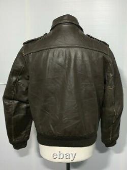 VINTAGE 80's SCHOTT USA ISSUE IS674MS DISTRESSED LEATHER JACKET SIZE 42 / L