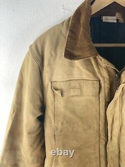 VINTAGE Carhartt 100 Years Work Wear Zip Jacket Men Sze 42 Tall Brown Distressed
