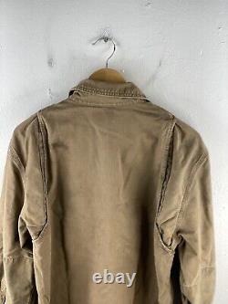 VINTAGE Carhartt Work Wear Lined Jacket Mens Size S Brown Distressed Snap Button