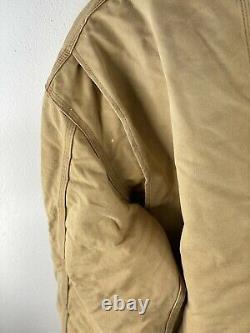 VINTAGE Carhartt Work Wear Zip Jacket Mens Size 4XL Brown Distressed Logo Lined