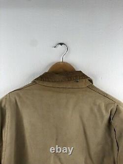 VINTAGE Carhartt Work Wear Zip Jacket Mens Size L Brown Distressed Lined Logo