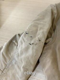 VINTAGE Carhartt Work Wear Zip Jacket Mens Size L Brown Distressed Quilt Lined