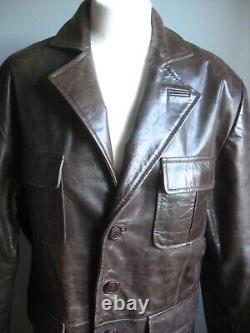 VINTAGE FIGHT CLUB LEATHER JACKET 40 38 mens medium distressed trucker real FUEL