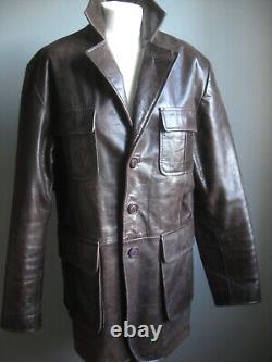 VINTAGE FIGHT CLUB LEATHER JACKET 40 38 mens medium distressed trucker real FUEL