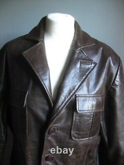 VINTAGE FIGHT CLUB LEATHER JACKET 40 38 mens medium distressed trucker real FUEL