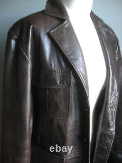 VINTAGE FIGHT CLUB LEATHER JACKET 40 38 mens medium distressed trucker real FUEL