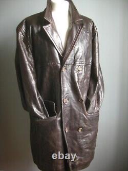 VINTAGE LEATHER JACKET COAT 44 blazer soft military HELIUM AUTHENTIC DISTRESSED