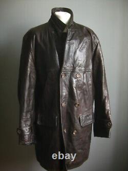 VINTAGE LEATHER JACKET COAT 44 blazer soft military HELIUM AUTHENTIC DISTRESSED