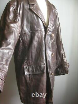 VINTAGE LEATHER JACKET COAT 44 blazer soft military HELIUM AUTHENTIC DISTRESSED