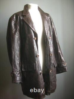 VINTAGE LEATHER JACKET COAT 44 blazer soft military HELIUM AUTHENTIC DISTRESSED