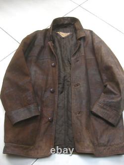 VINTAGE LEATHER JACKET XL 46 48 retro MILAN super distressed faded soft mens