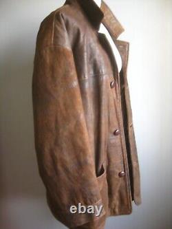 VINTAGE LEATHER JACKET XL 46 48 retro MILAN super distressed faded soft mens